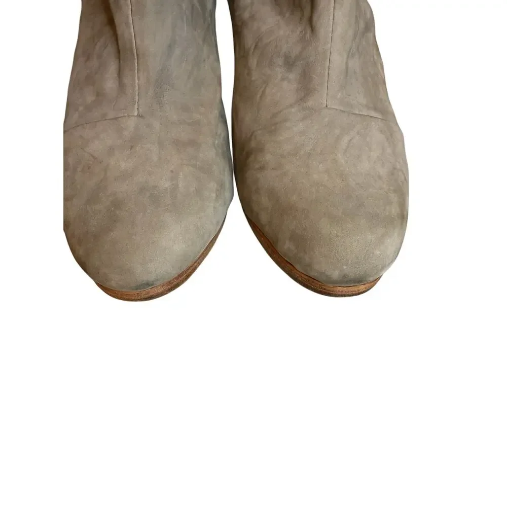 rag & bone Newbury Oiled Suede Heeled Bootie Boots Gray 9.5